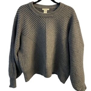 Christian Siriano Chunky Cable Knit Grey Long Sleeve Sweater Oversized Size M